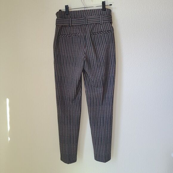 Plaid Pants Size 2 High Rise Tie Waist Ankle Length 90s 28x28 Stretch - Picture 8 of 12